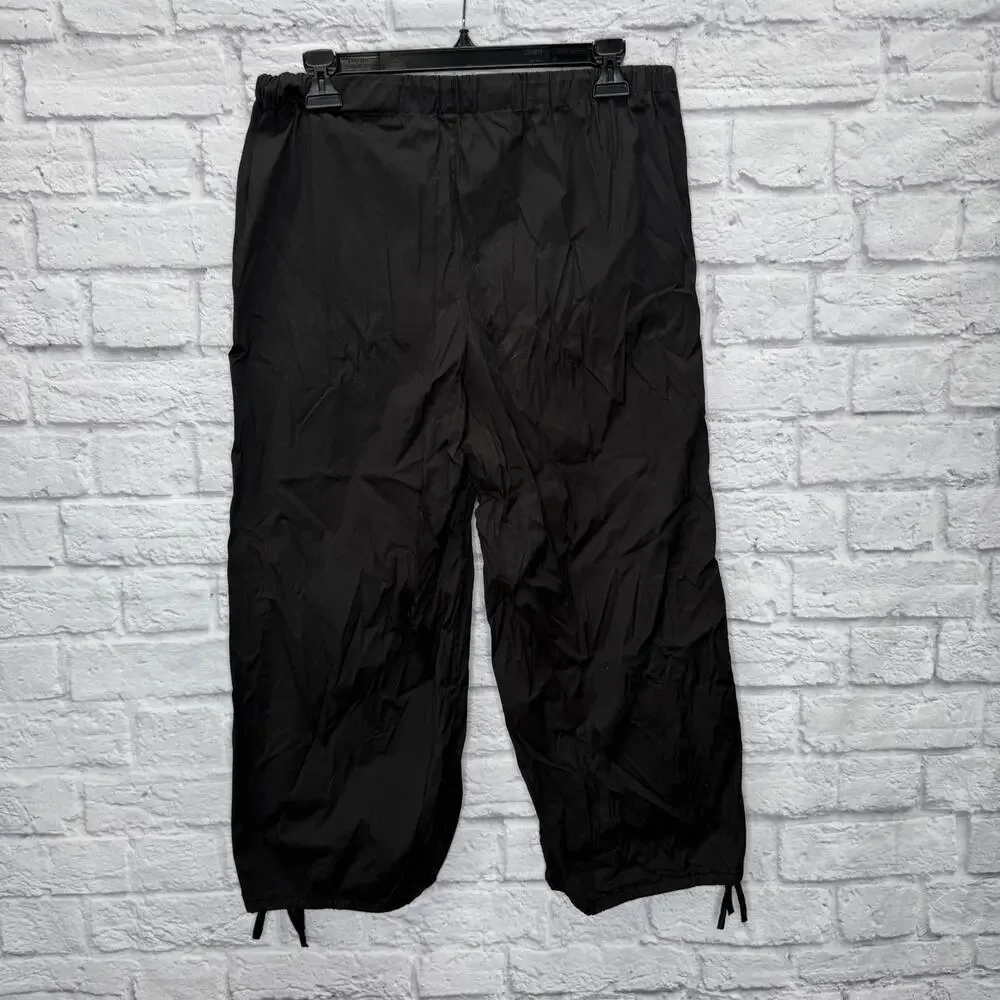 Tory Burch Cropped Tie Pant Womens Size M Tassel Lightweight Cover Up Black